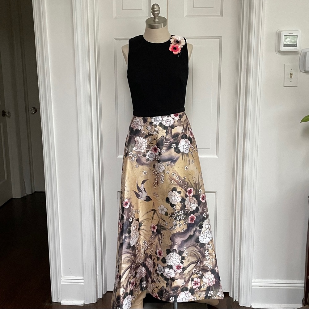 Theia High Low Gown Sleeveless Bird Cherry Blossom 4 6